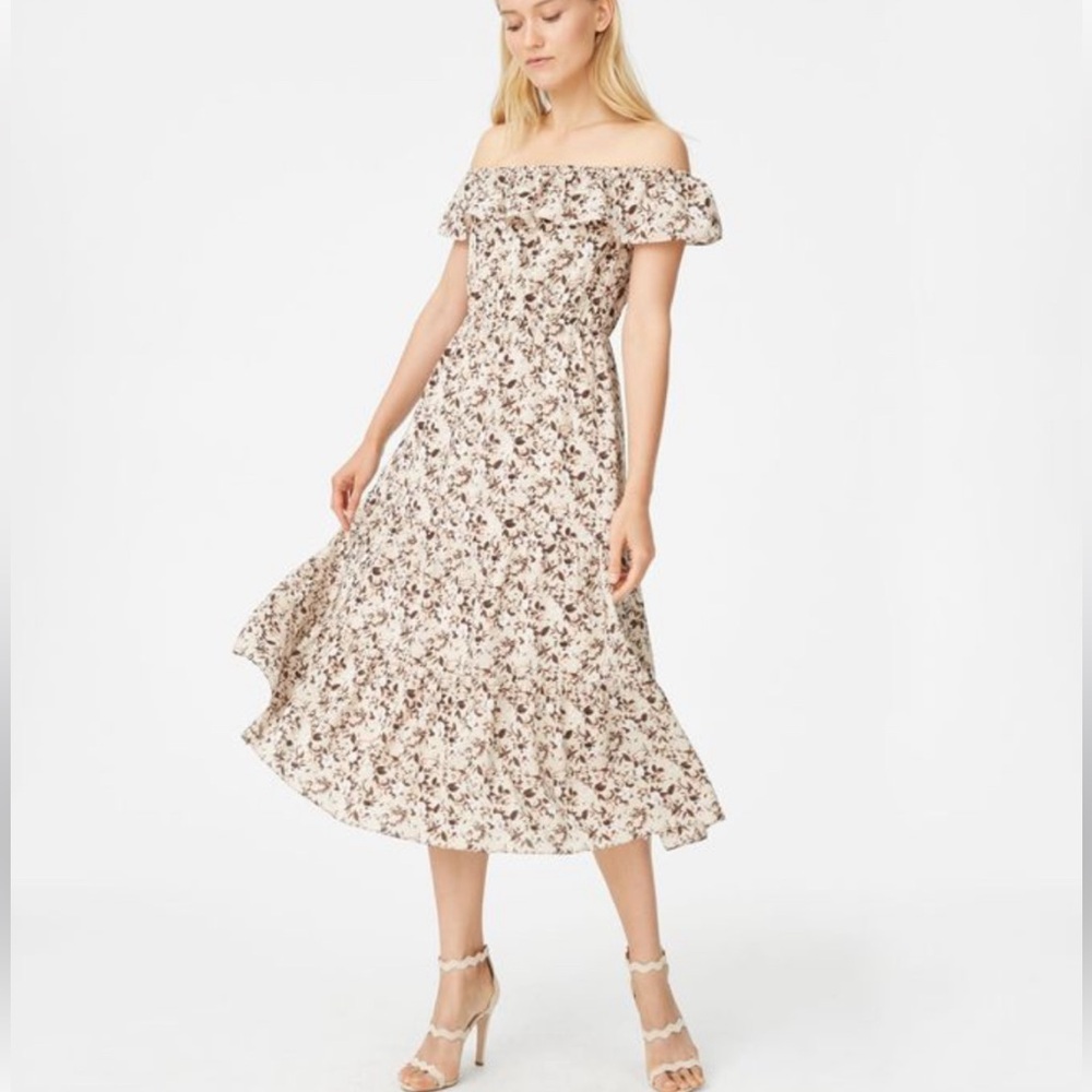 Club Monaco floral silk off the shoulder Hamisi Dress size 4